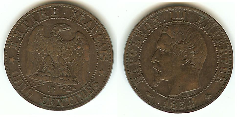 5 Centimes Napoléon III 1854BB Strasbourg SUP à -SUP